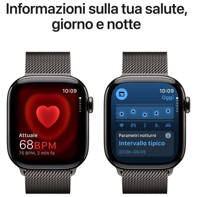 Apple MX053QL-A Watch Serie 10 Smartwatch GPS + Cellular 42mm Cassa in Titanio con Cinturino in Acciaio Inox colore Ardesia