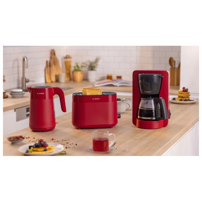 Bosch TAT2M124 MyMoment Tostapane 2 Fette 950 W Funzione Scongelamento e Riscaldamento High Lift Vassoio Briciole Estraibile colore Rosso
