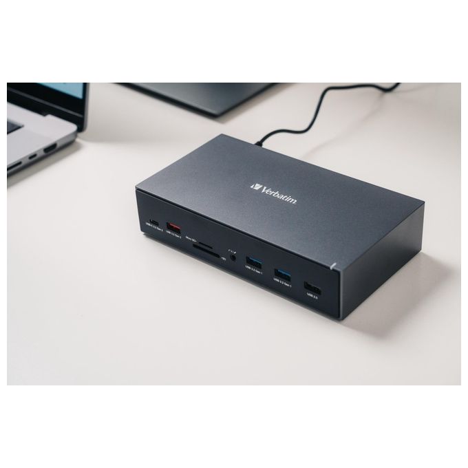 Verbatim 32172 CDS-17 Stazione di Docking USB-C 17 Porte HDMI 8K USB 10 Gbit-s RJ45 Gigabit SD microSD Alimentazione 100W colore Nero Grigio