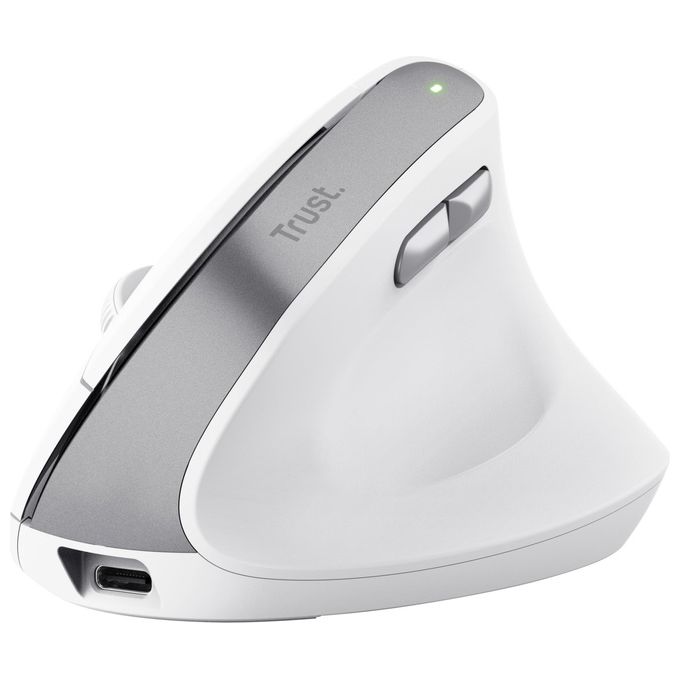 Trust BAYO II Mouse Ergonomico Verticale Wireless RF Ottico 2400 DPI Ricaricabile USB-C colore Bianco