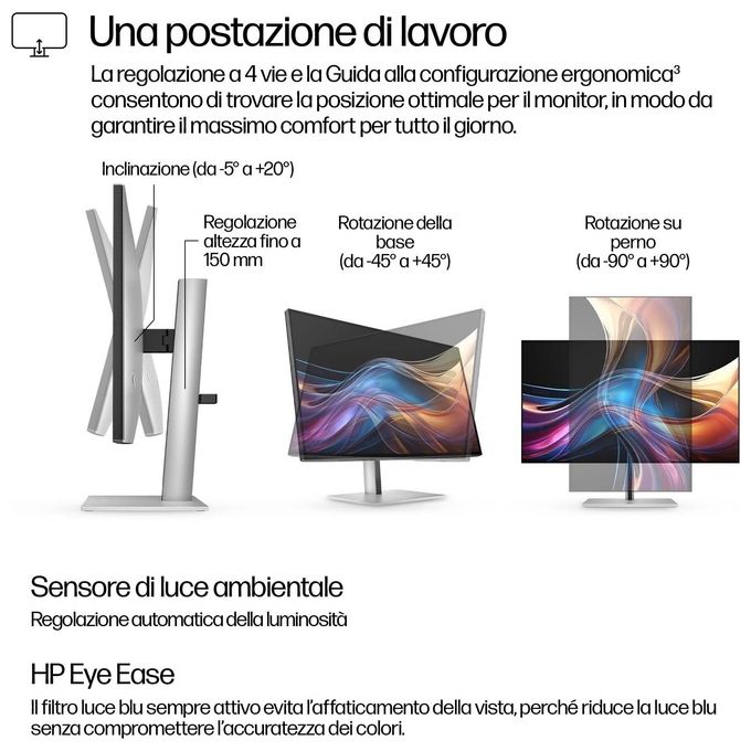 HP 8J4D8UT#ABB Serie 7 Pro Monitor LED 27'' QHD 2560x1440 IPS 75 Hz 5 ms HDR400 USB-C Hub Integrato VESA colore Nero