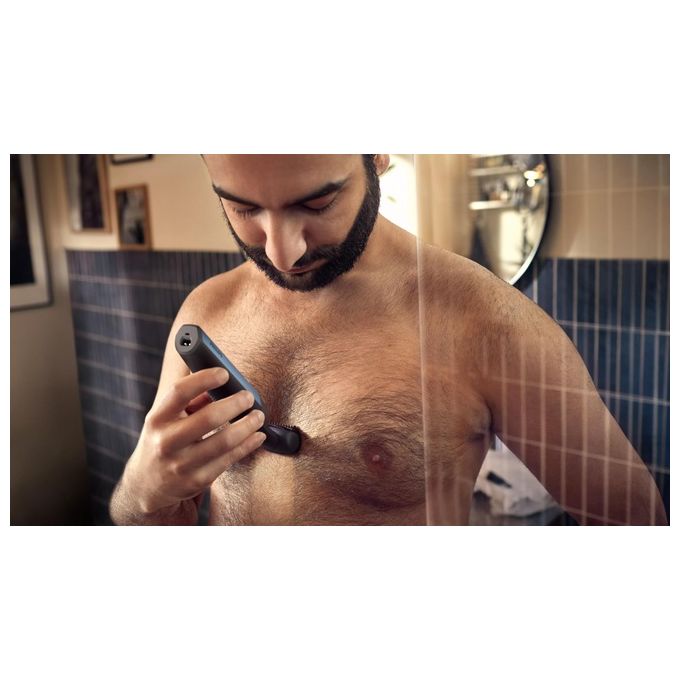 Philips BG3027-05 Bodygroom Series 3000 Rasoio elettrico corpo e inguine bagnato e secco 3 pettini autonomia 60 min colore Nero Blu