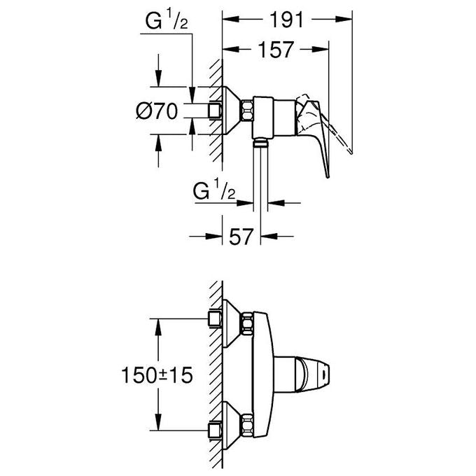 GROHE 23771000 Start Flow Miscelatore Monocomando Esterno per Doccia con Cartuccia a Dischi Ceramici 46 mm e Valvola di Non Ritorno Integrata colore Cromo