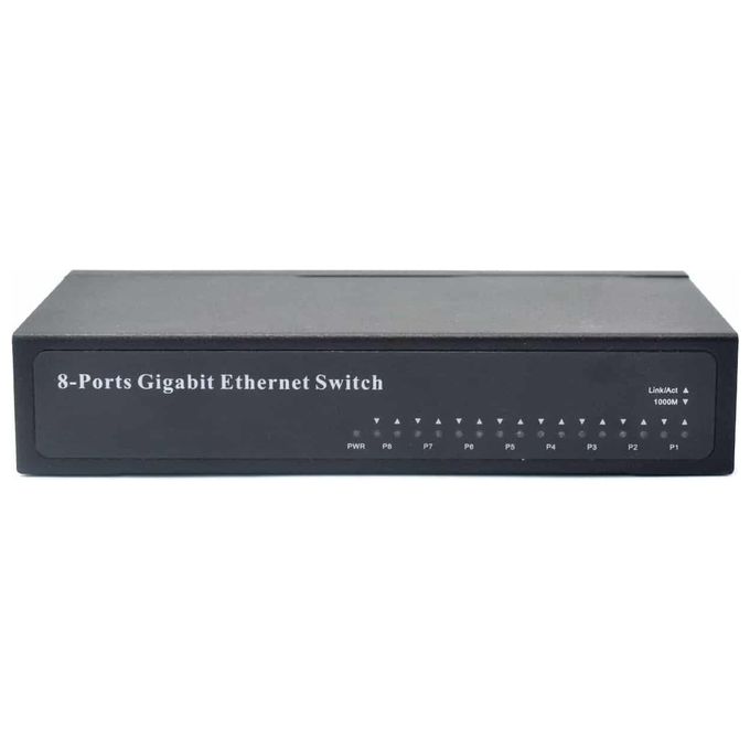 Diprogress DPNS08GM Switch Ethernet Desktop Gigabit 8 Porte 10Gbps Plug and Play case Metallo colore Nero