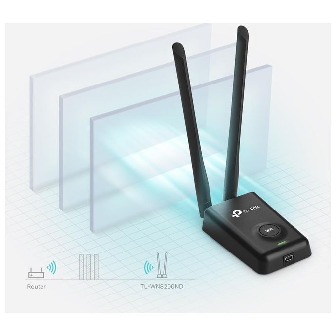 TP-LINK Adattatore Wireless 300m 802.11n-g-b-high Power Fino 500mw