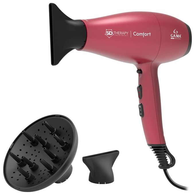 Ga.Ma Asciugacapelli GH0501 5D Therapy Comfort Alogeno 220W Rosso Prestazioni Professionali per un'Asciugatura Delicata