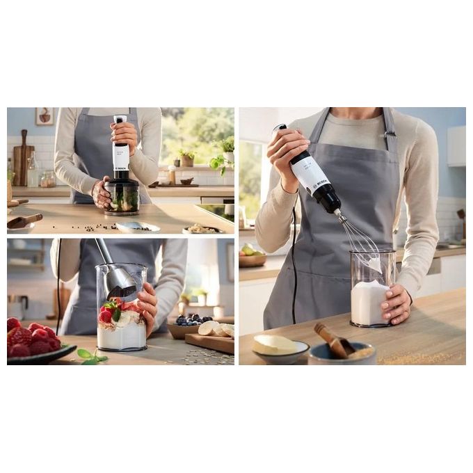 Bosch MSM4W221 Serie 4 Frullatore ad immersione 600 W 12 velocita' con tritatutto e bicchiere graduato 0.6 L colore Bianco