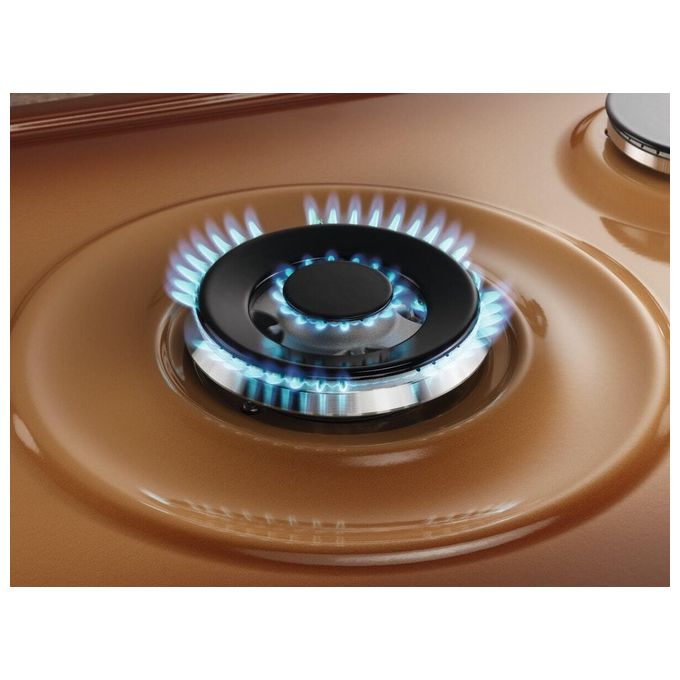 Electrolux EGS6414T Piano Cottura a Gas 4 Fuochi Bruciatore Tripla Corona Comandi Laterali 60 cm Terra di Francia