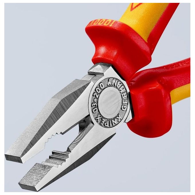 Knipex 03 06 200 Tenaglia Combinata Cromata Isolata VDE 200 mm manici bicomponente colore Cromo