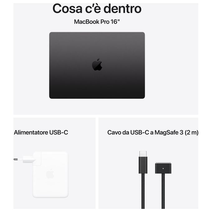 Apple MX303T-A MacBook Pro 16'' Computer portatile Chip M4 Max CPU 14 core GPU 32 core 36 GB 1 TB SSD colore Nero siderale
