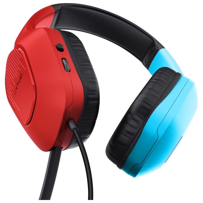 Trust GXT 416S Zirox Auricolare Cablato a Padiglione da Gaming Nero-Ciano-Rosso