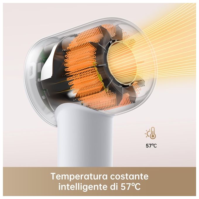 Dreame GLEAMGREY Hair Gleam Asciugacapelli 1600 W Motore Brushless 110000 rpm Ioni Negativi 4 Livelli Temperatura colore Grigio