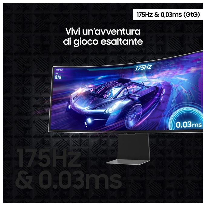 Samsung LS34DG850SUXEN Odyssey OLED G8 Monitor Gaming Curvo 34'' 3440x1440 WQHD 175Hz 0,03ms FreeSync Premium Pro WiFi colore Argento