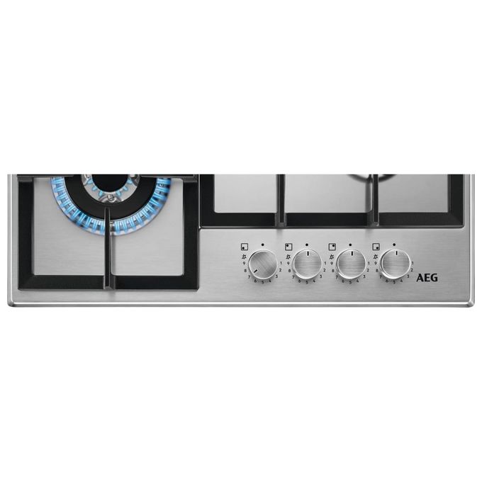 Aeg HGB64400SM Slim Line Piano Cottura a Gas 4 Zone Bruciatori SpeedBurner 60 cm Inox