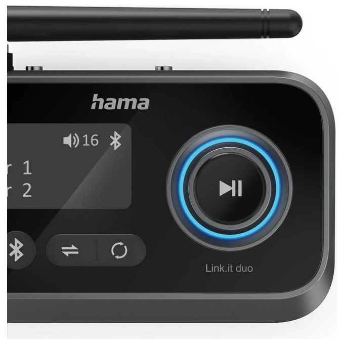Hama 00205322 Link.it Duo Adattatore Bluetooth Trasmettitore e Ricevitore 2 in 1 Bluetooth 5.2 aptX Low Latency Portata 10 m colore Nero