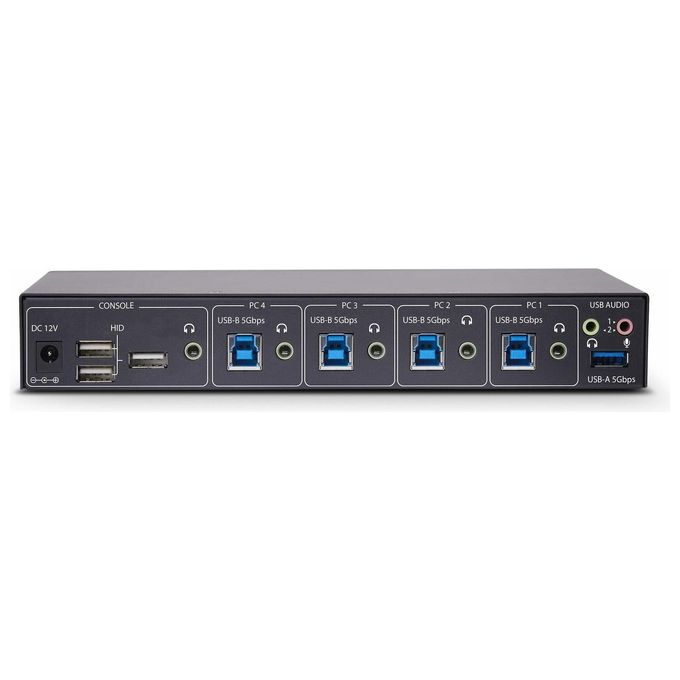 StarTech P4A20132-KM-SWITCH Switch KM a 4 porte con commutazione del mouse USB 3.0 condivisione tastiera mouse audio 3.5 mm colore Nero