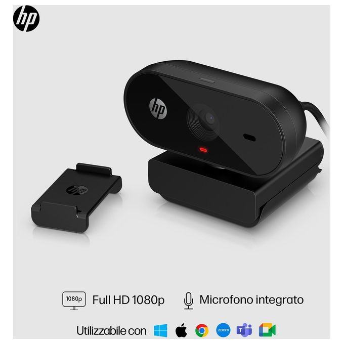 HP 53X26AA 320 Webcam FHD 1080p USB-A Grandangolare Microfono Integrato Copriobiettivo colore Nero