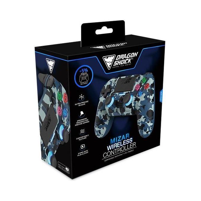 Dragon DSCPS4-BC Mizar Controller Wireless per PS4 PC Mobile Bluetooth Joystick Hall Doppi Motori colore Blu Camouflage