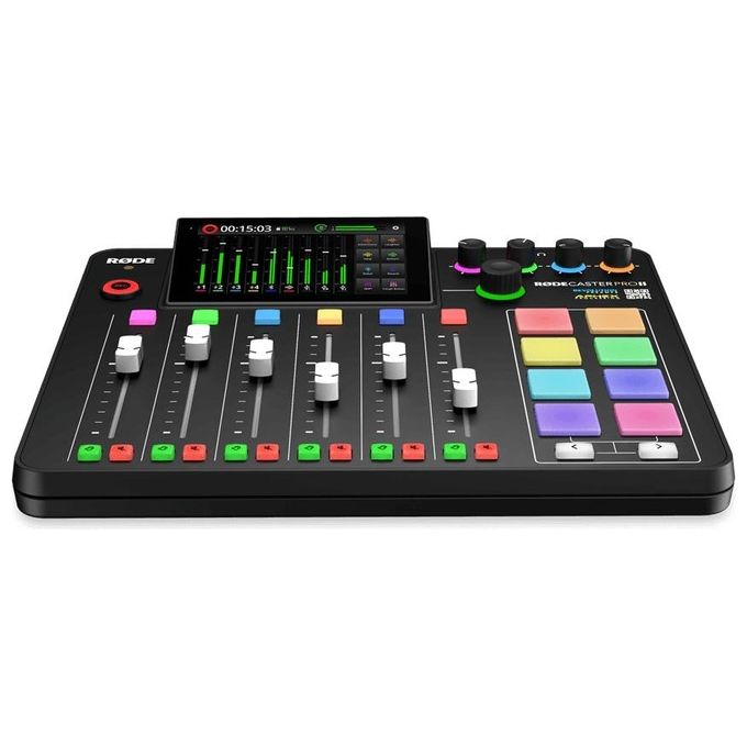 RØDE RCP II (2nd Gen) RØDECaster Pro II Soluzione di Produzione Audio All-in-One con 4 Ingressi Combo Neutrik 37 Pulsanti Programmabili Touchscreen HD 5.5 Pollici Dual USB-C Bluetooth Wi-Fi colore Nero