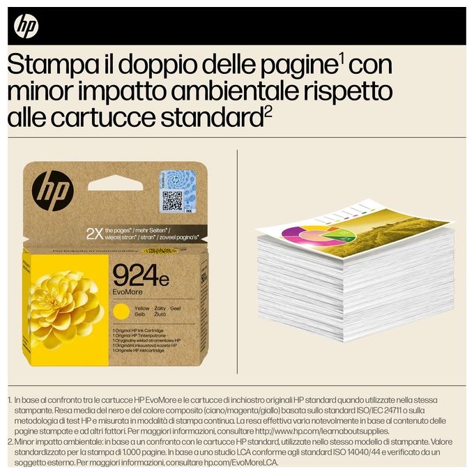 HP 4K0U9NE 924e EvoMore Cartuccia di Inchiostro Originale Inkjet XL 800 pagine colore Giallo