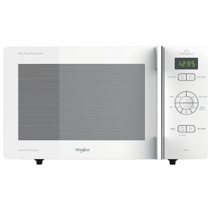 Whirlpool MCP 345 WH Forno a Microonde Combinato con Grill Capacita' 25 Litri Potenza 800 W Funzione DualCrisp Jet DeFrost Display Digitale Bianco