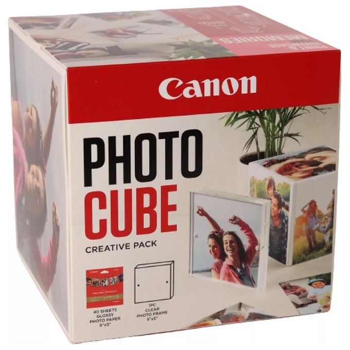 Canon PP-201 Carta Fotografica 13x13cm Photo Cube Pacchetto Creativo Bianco-Rosa 40 Fogli
