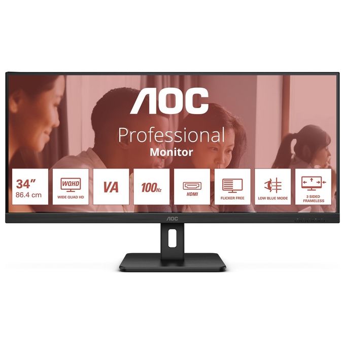 AOC U34E2M Monitor LED 34'' Wide Quad HD VA 3440x1440 4ms 100 Hz colore Nero