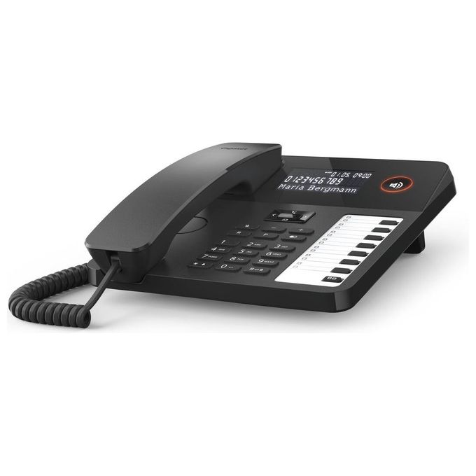 Gigaset S30350-H224-R101 DESK 600 Telefono Analogico con Vivavoce Display LCD Rubrica 100 voci compatibile apparecchi acustici colore Nero