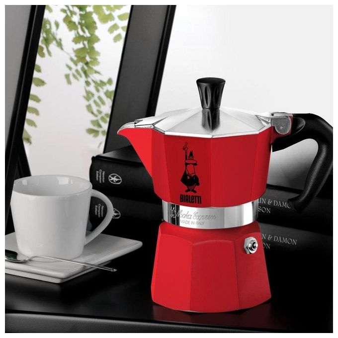 Bialetti 0001006 Moka Express Winter Wonderland Caffettiera Moka 3 Tazze colore Rosso