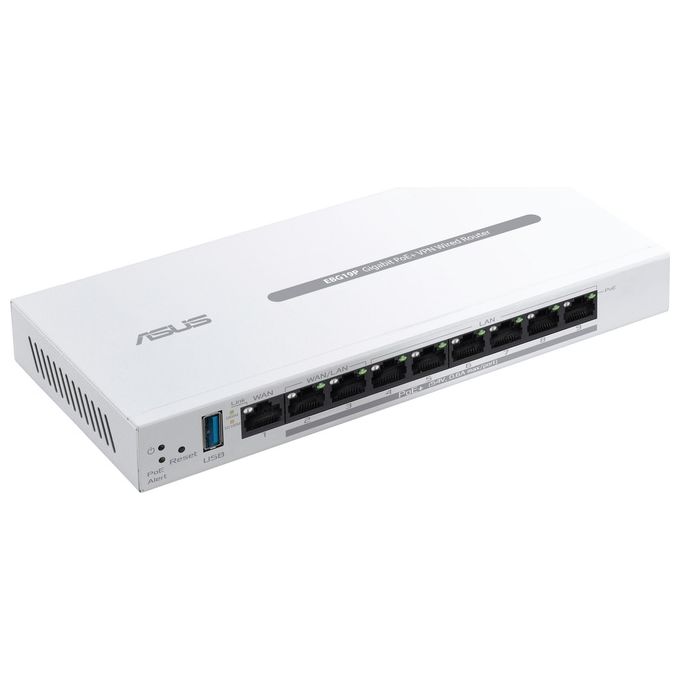 ASUS 90IG08C0-MO3B00 ExpertWiFi EBG19P Router cablato Gigabit Ethernet 8 porte PoE+ fino a 123 W 1 porta WAN 1 USB 3.2 Gen 1 colore Bianco