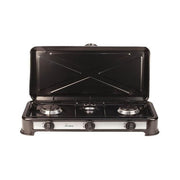 Arde Odino 3 Fornello Gpl 3 Fuochi  2900W con Coperchio Nero