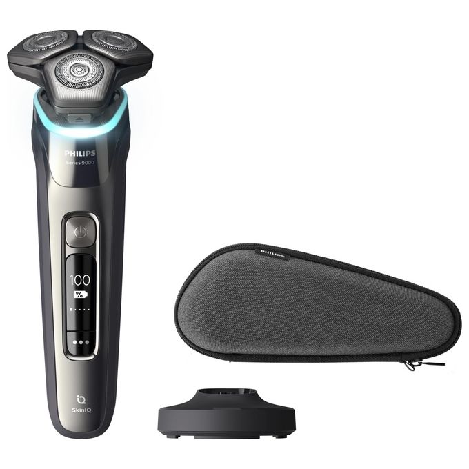 Philips S9974-35 Shaver Series 9000 Rasoio elettrico rotativo Wet and Dry 3 testine autonomia 60 min colore Cromo