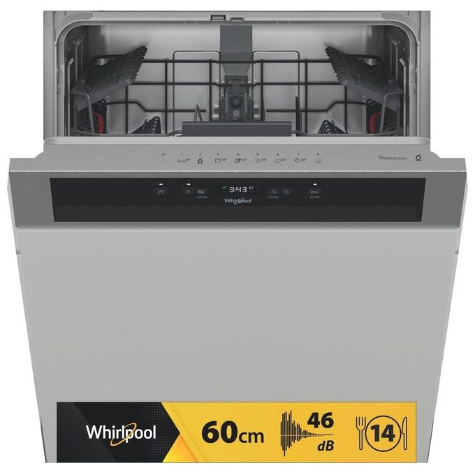 Whirlpool WB6020PX Lavastoviglie Semi Incasso 14 coperti Classe E 8 Programmi 46 dB Natural Dry 6° Senso (82x60x55 cm) colore Inox
