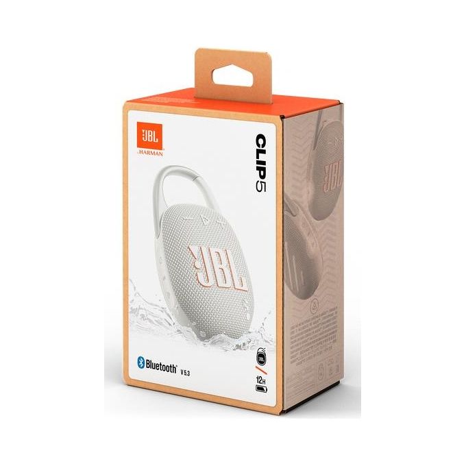 JBL JBLCLIP5WHTAM Clip 5 Altoparlante Bluetooth Portatile Moschettone Integrato IP67 12 ore colore Grigio