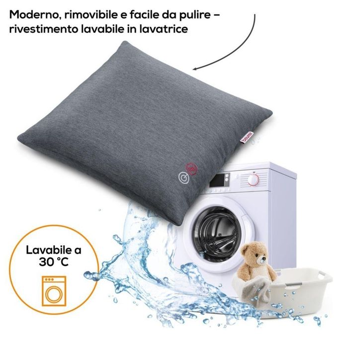 Beurer 64413 Cuscino massaggiante shiatsu con 4 testine rotanti funzione calore spegnimento automatico dopo 15 min colore Grigio