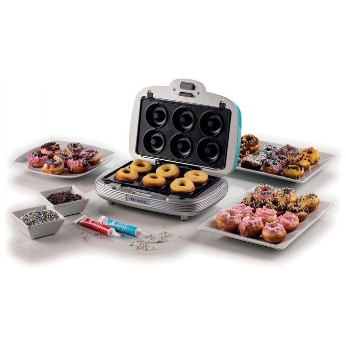Ariete 00C197201AR0 Party Time Piastra Elettrica Multifunzione 700W 3 Piastre Antiaderenti Intercambiabili Muffin Donuts Sandwich colore Azzurro