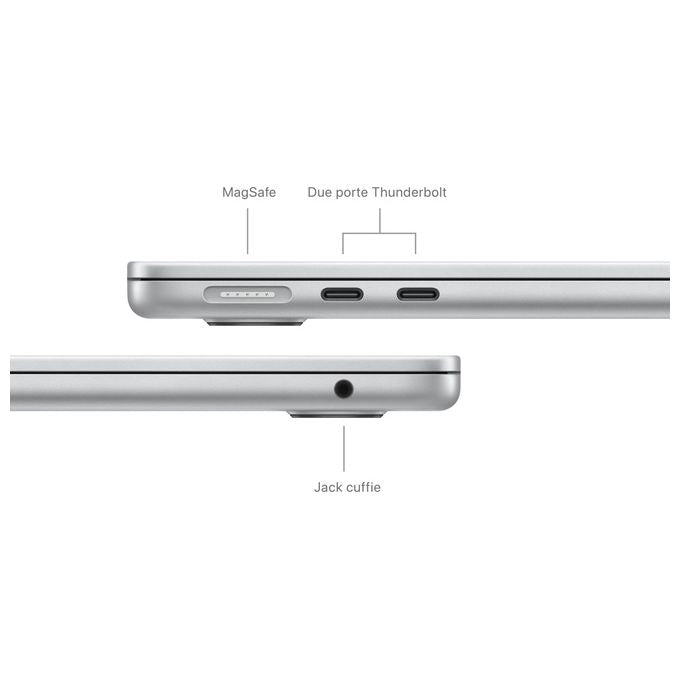 Apple MacBook Air 13.6 pollici M3 512GB SSD 8GB RAM argento notebook ultraleggero