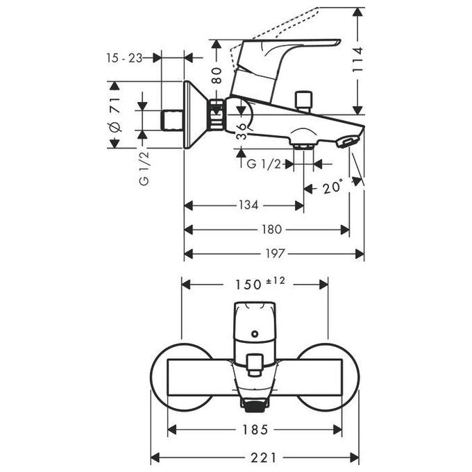 Hansgrohe Focus 31940 Miscelatore Vasca Esterno Cromo