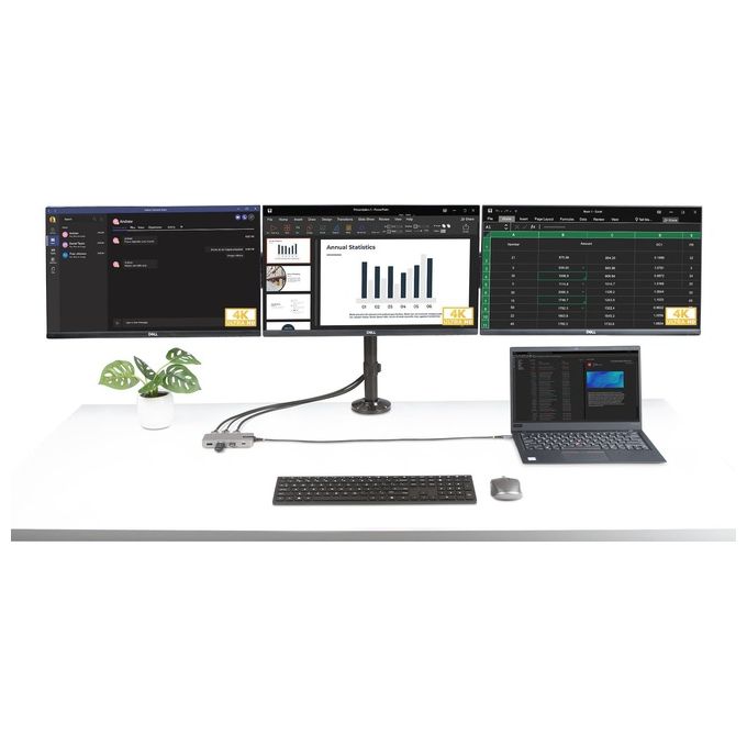 StarTech 117B-USBC-MULTIPORT Docking Station USB-C Multiporta 2x 4K 60Hz HDMI DisplayPort Hub USB 3 Porte 10Gbps GbE PD 100W