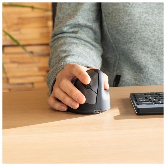R-Go Tools RGOHELAWL Mouse ergonomico verticale wireless 5 tasti 2400 DPI Bluetooth 5.0 colore Nero