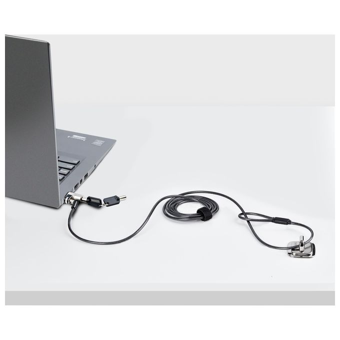 StarTech.com NANOK-LAPTOP-LOCK Cavo di Sicurezza per Laptop con Nano Slot 2 m Chiave Antifurto Rotazione 360° colore Nero Argento