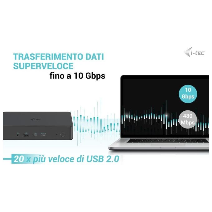 I-TEC DOCKING STATIONS CADUAL4KDOCKPD2IT USB 3.0 USB-C Thunderbolt 3 Docking Station Professionale Dual 4K 60Hz Power Delivery 100W colore Nero