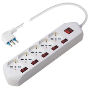 Polypool Multiswitch Presa Multipla con 5 Prese P40 Pluristandard e 5 Interruttori Indipendenti Spina Salvaspazio Grande 16A 1,5 Metri Cavo Interruttore Principale Bianco