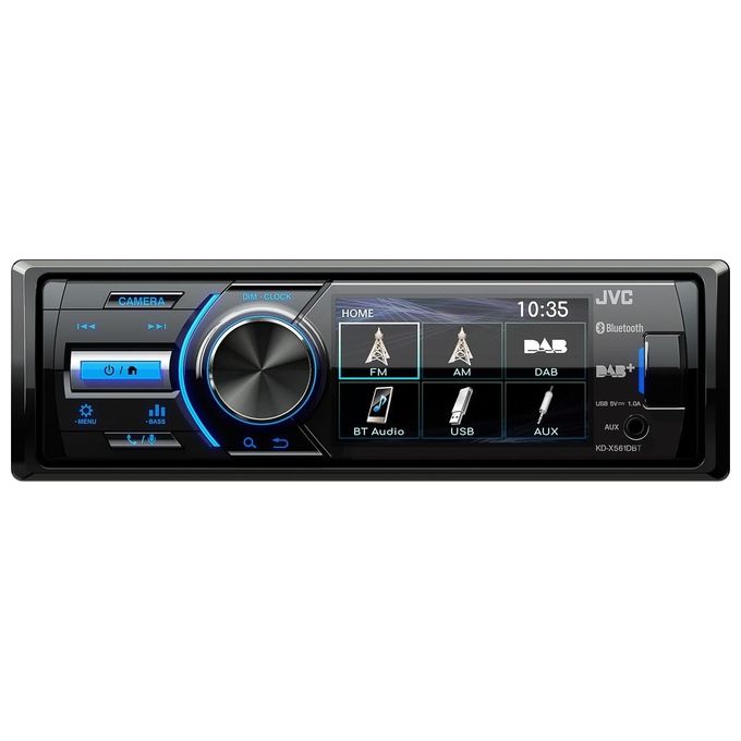 JVC KD-X561DBT Ricevitore Multimediale per Auto Nero-Blu 180W Bluetooth