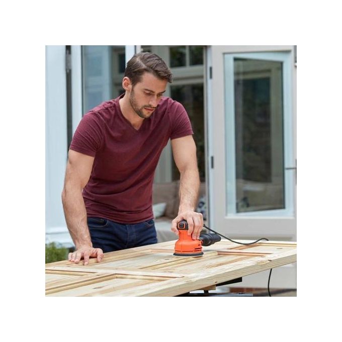 Black+Decker BEW210-QS Levigatrice Rotorbitale 230 W 125 mm 26000 rpm Sacchetto Raccoglipolvere colore Arancione