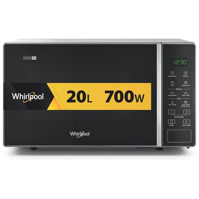 Whirlpool MWP 203 SB Cook20 Forno a microonde con grill 20 L 700 W grill quarzo 1000 W Jet Start Auto Cook colore Nero Argento