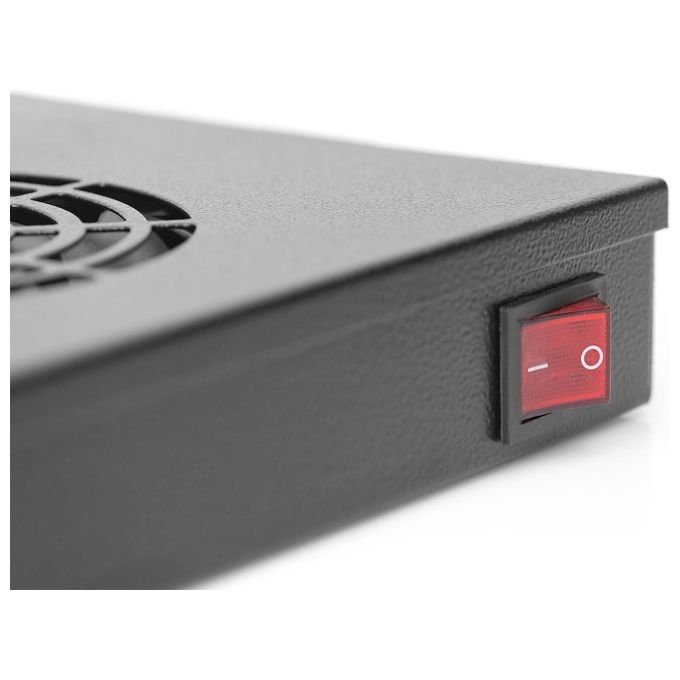 Digitus Sistema Di Ventilazione Con Termostato Montaggio Frontale In Armadio 19''  Con 4 Ventole - 12,8 Metri Cubi Di Aria Al Minuto - Colore Nero Ral 9005