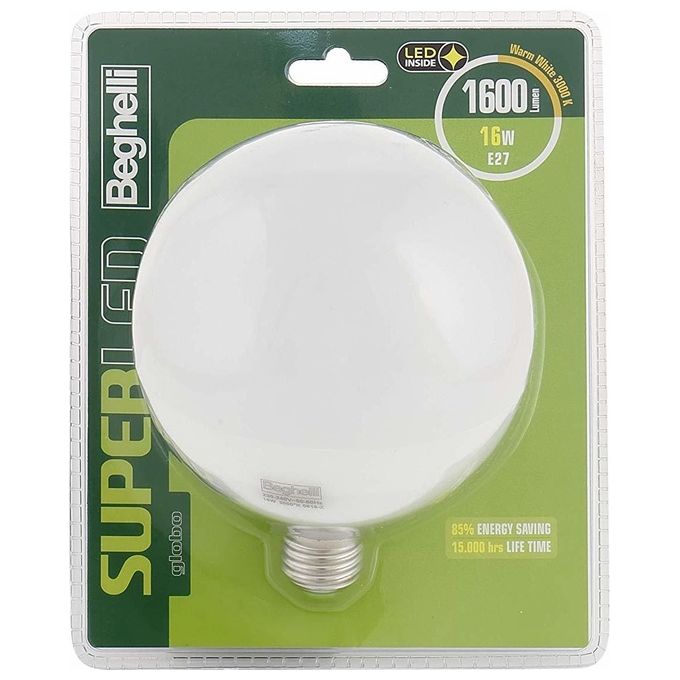 Beghelli Lampadina Led Globo 16W e27 3000k Superled Luce Calda