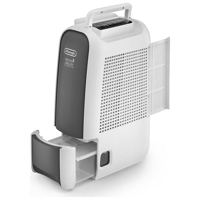 DeLonghi DNS65 Deumidificatore 6Litri-24h 34Db con Timer Swing Ionizzatore Grigio-Nero