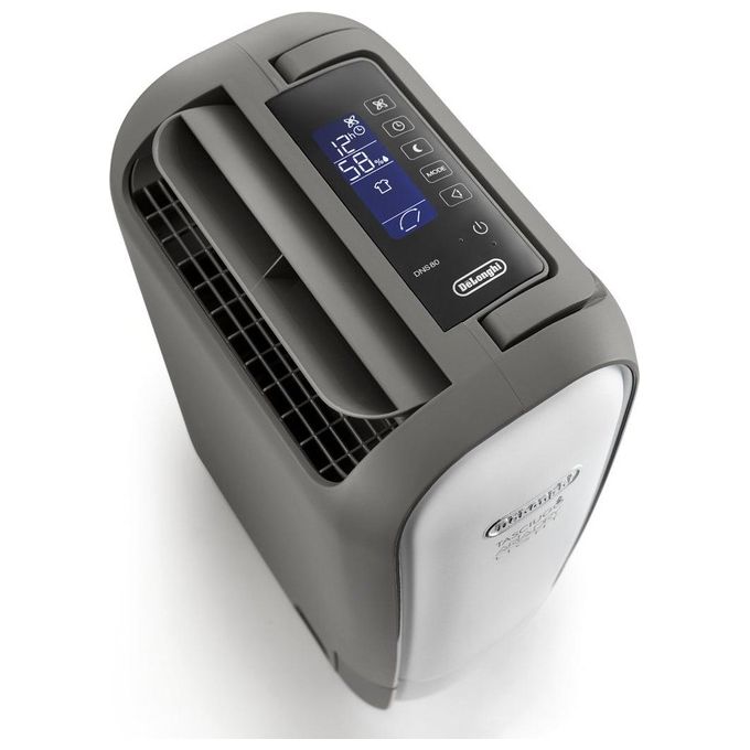DeLonghi DNS80 Deumidificatore 7,5Litri-24h 34Db Lcd con Timer Swing Ionizzatore Nero-Grigio